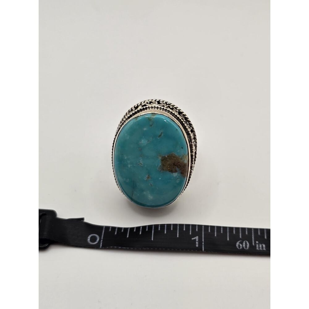 Vintage Style Turquoise Statement Ring in Sterling Silver.